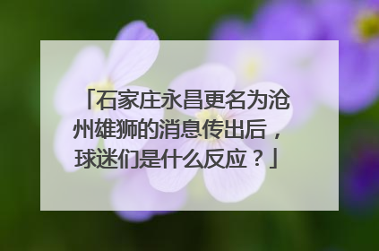 石家庄永昌更名为沧州雄狮的消息传出后，球迷们是什么反应？
